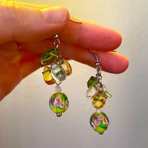 Glass Bead Floral Earrings